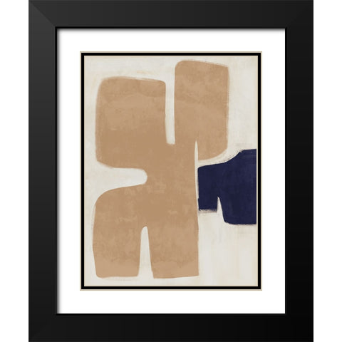 Poised Warm Beige Black Modern Wood Framed Art Print with Double Matting by Urban Road