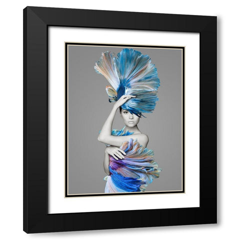 Delphine Black Modern Wood Framed Art Print with Double Matting by Urban Road