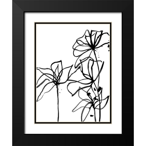 Ink Flowers I Poster Black Modern Wood Framed Art Print with Double Matting by Urban Road
