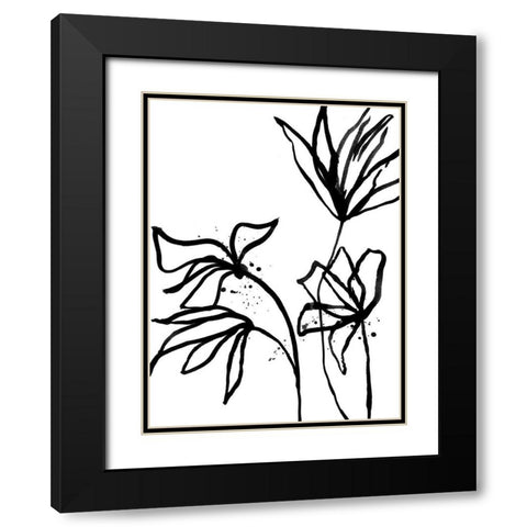 Ink Flowers II Poster Black Modern Wood Framed Art Print with Double Matting by Urban Road