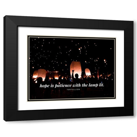 Tertullian Quote: Hope is Patience Black Modern Wood Framed Art Print with Double Matting by ArtsyQuotes
