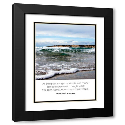 Winston Churchill Quote: Great Things are Simple Black Modern Wood Framed Art Print with Double Matting by ArtsyQuotes