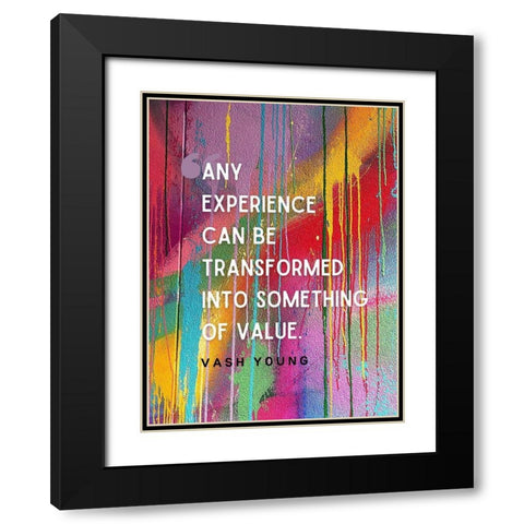 Vash Young Quote: Any Experience Black Modern Wood Framed Art Print with Double Matting by ArtsyQuotes