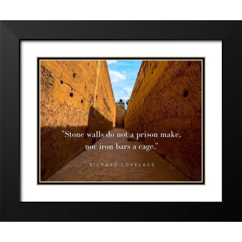 Richard Lovelace Quote: Stone Walls Black Modern Wood Framed Art Print with Double Matting by ArtsyQuotes