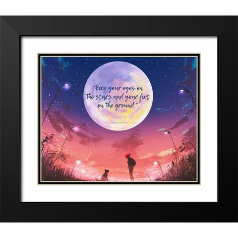 Theodore Roosevelt Quote: Eyes on the Stars Black Modern Wood Framed Art Print with Double Matting by ArtsyQuotes