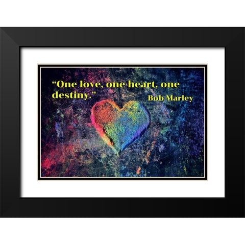 Bob Marley Quote: One Love Black Modern Wood Framed Art Print with Double Matting by ArtsyQuotes
