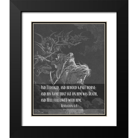 Bible Verse Quote Revelation 6:8, Gustave Dore - Death on a Pale Horse Black Modern Wood Framed Art Print with Double Matting by ArtsyQuotes