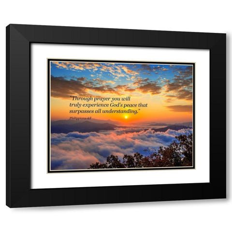 Bible Verse Quote Philippians 4:7 Black Modern Wood Framed Art Print with Double Matting by ArtsyQuotes