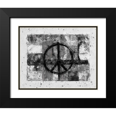 BAndW PEACE Black Modern Wood Framed Art Print with Double Matting by Wiley, Marta