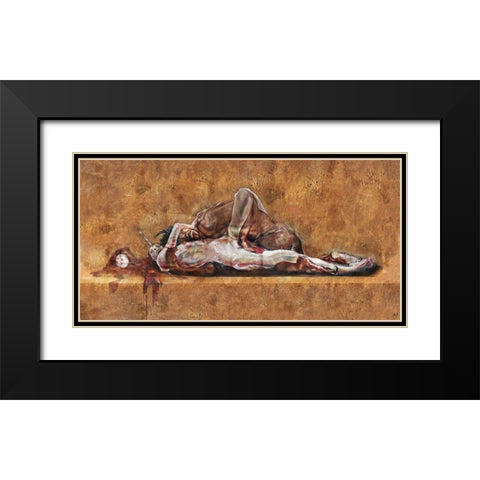 Demon And The Unicorn II Black Modern Wood Framed Art Print with Double Matting by Wiley, Marta