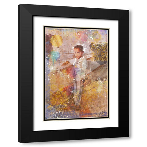 Little African Boy Black Modern Wood Framed Art Print with Double Matting by Wiley, Marta