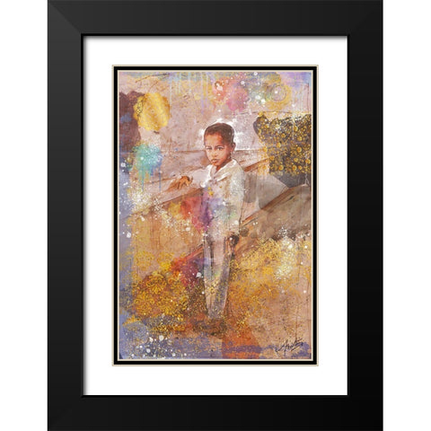Little African Boy Black Modern Wood Framed Art Print with Double Matting by Wiley, Marta