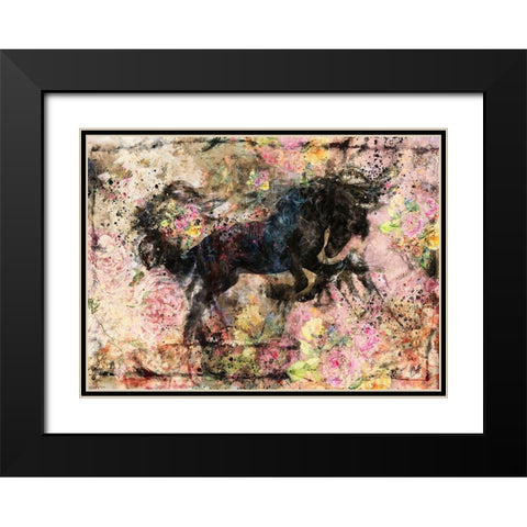 Floral Stallion II Black Modern Wood Framed Art Print with Double Matting by Wiley, Marta