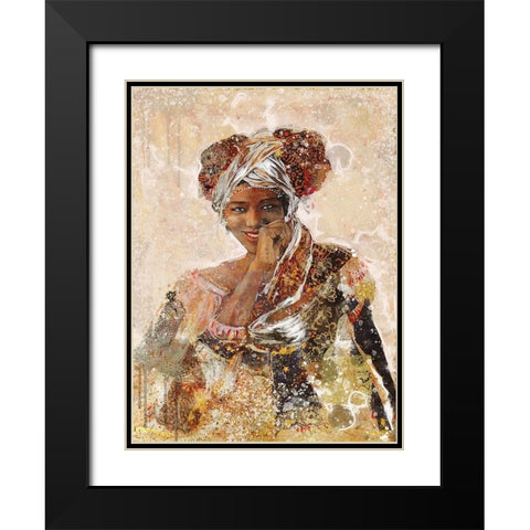 Beige African Dreams Black Modern Wood Framed Art Print with Double Matting by Wiley, Marta