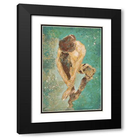 Teal Repose Black Modern Wood Framed Art Print with Double Matting by Wiley, Marta