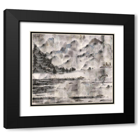 Vintage Chinese Landscape Black Modern Wood Framed Art Print with Double Matting by Wiley, Marta