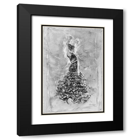 Flamenco On Linen Black Modern Wood Framed Art Print with Double Matting by Wiley, Marta