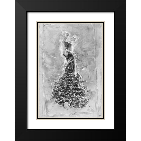 Flamenco On Linen Black Modern Wood Framed Art Print with Double Matting by Wiley, Marta