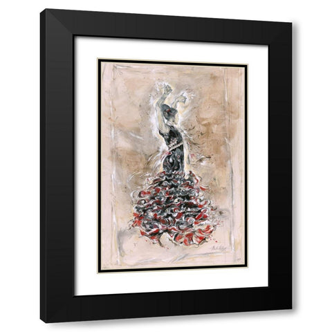 Flamenco On Linen Black Modern Wood Framed Art Print with Double Matting by Wiley, Marta