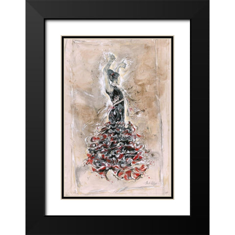 Flamenco On Linen Black Modern Wood Framed Art Print with Double Matting by Wiley, Marta