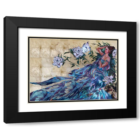 Pimavera Blue Black Modern Wood Framed Art Print with Double Matting by Wiley, Marta