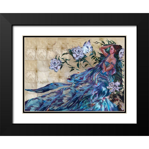 Pimavera Blue Black Modern Wood Framed Art Print with Double Matting by Wiley, Marta