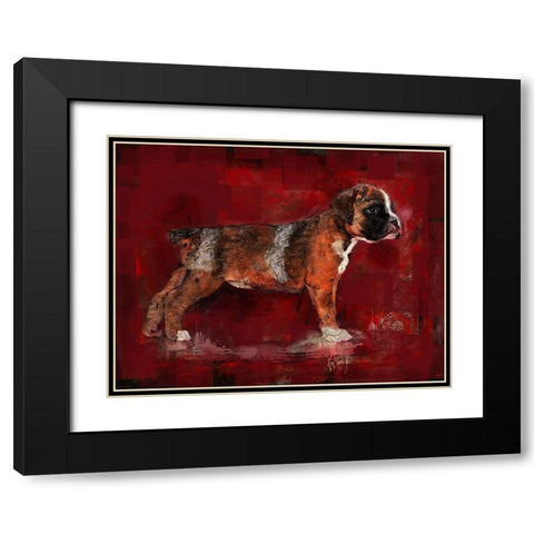 Boxer Pup Black Modern Wood Framed Art Print with Double Matting by Wiley, Marta