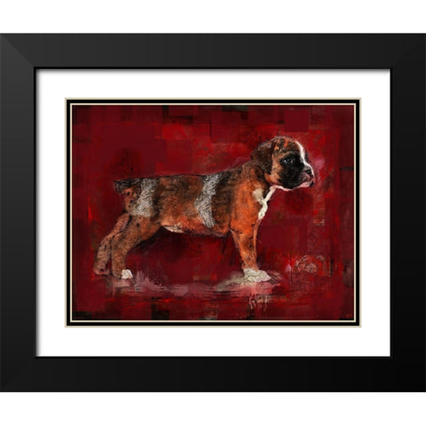Boxer Pup Black Modern Wood Framed Art Print with Double Matting by Wiley, Marta