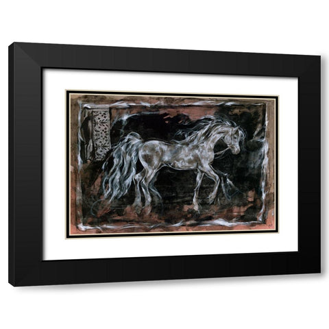 White Horse Black Modern Wood Framed Art Print with Double Matting by Wiley, Marta