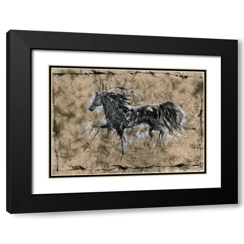 Crackle horse Black Modern Wood Framed Art Print with Double Matting by Wiley, Marta