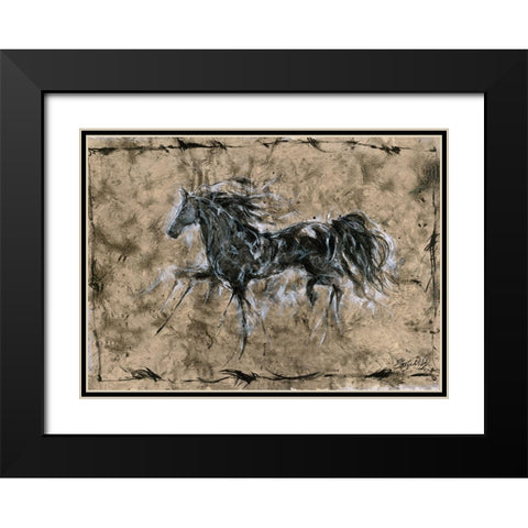 Crackle horse Black Modern Wood Framed Art Print with Double Matting by Wiley, Marta