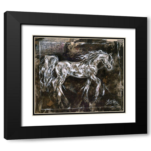 White Horse Different Border Black Modern Wood Framed Art Print with Double Matting by Wiley, Marta