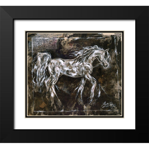 White Horse Different Border Black Modern Wood Framed Art Print with Double Matting by Wiley, Marta