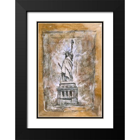 Statue Of Liberty different border Black Modern Wood Framed Art Print with Double Matting by Wiley, Marta