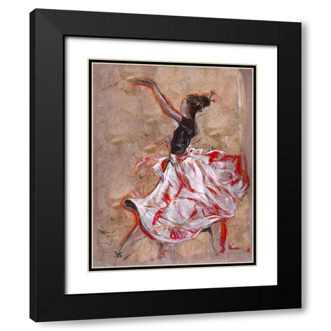 Dancer On Linen Red Black Modern Wood Framed Art Print with Double Matting by Wiley, Marta