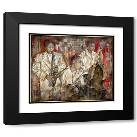 Jazz Red Oversize Black Modern Wood Framed Art Print with Double Matting by Wiley, Marta