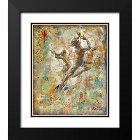 Flute Players II Colorful Black Modern Wood Framed Art Print with Double Matting by Wiley, Marta