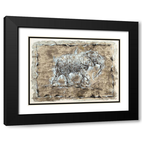 Baby Elephant Black Modern Wood Framed Art Print with Double Matting by Wiley, Marta