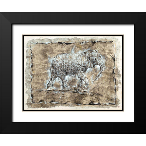 Baby Elephant Black Modern Wood Framed Art Print with Double Matting by Wiley, Marta