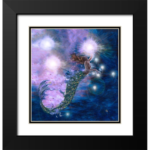 Purple Mermaid Black Modern Wood Framed Art Print with Double Matting by Wiley, Marta