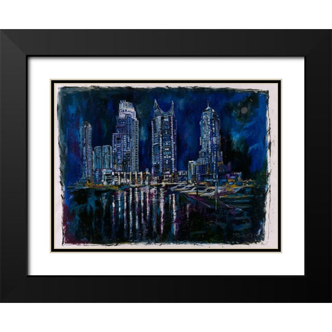 Blue Dubai Black Modern Wood Framed Art Print with Double Matting by Wiley, Marta