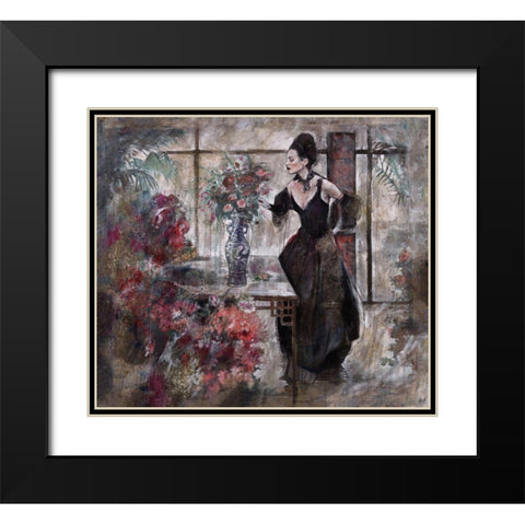 Floral and Figure Black Modern Wood Framed Art Print with Double Matting by Wiley, Marta