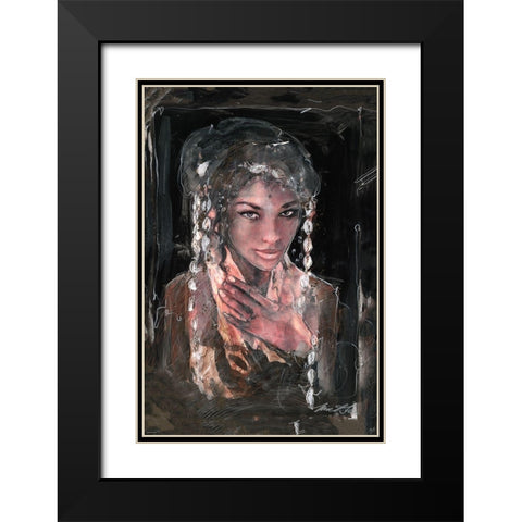 African shells V Black Modern Wood Framed Art Print with Double Matting by Wiley, Marta