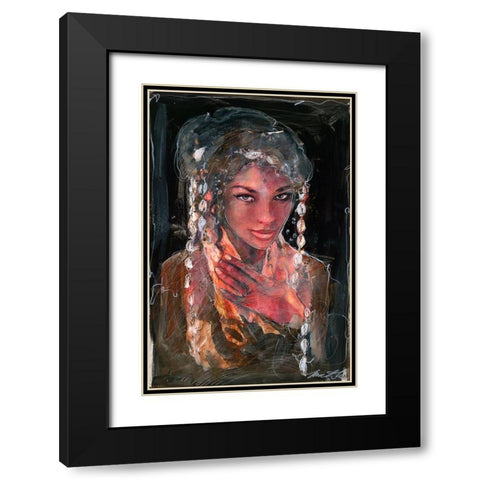 African shells V Black Modern Wood Framed Art Print with Double Matting by Wiley, Marta