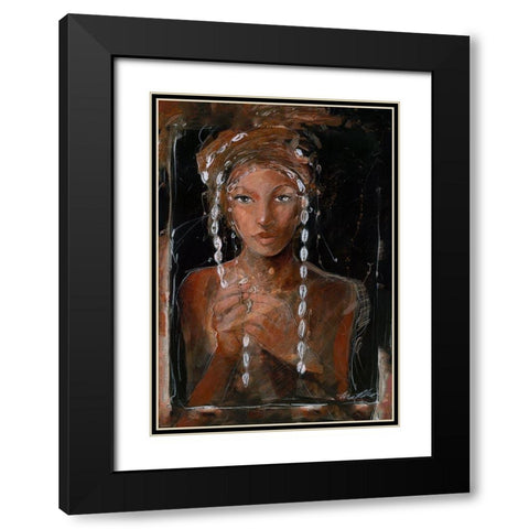 African Shells - Beige Black Modern Wood Framed Art Print with Double Matting by Wiley, Marta