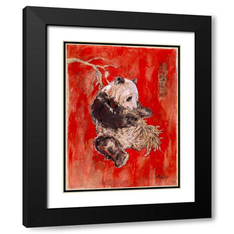 Red Panda Black Modern Wood Framed Art Print with Double Matting by Wiley, Marta