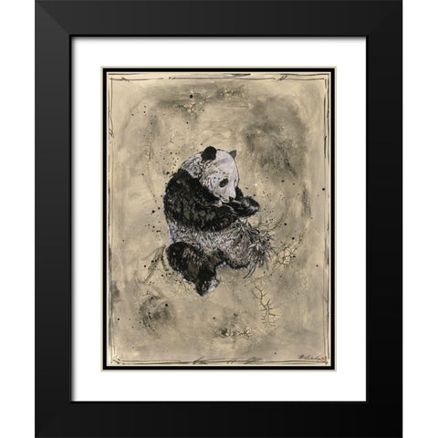 Panda- Beige Black Modern Wood Framed Art Print with Double Matting by Wiley, Marta