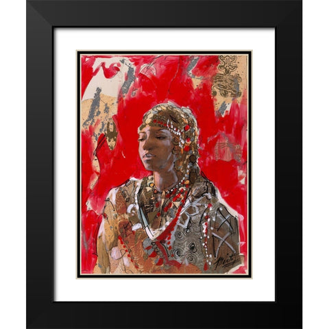African VII Red-Beige Black Modern Wood Framed Art Print with Double Matting by Wiley, Marta
