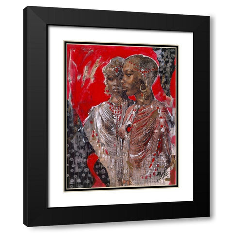 Arican VIII Red-Beige Black Modern Wood Framed Art Print with Double Matting by Wiley, Marta