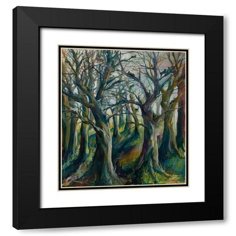Cats in the forest Black Modern Wood Framed Art Print with Double Matting by Wiley, Marta